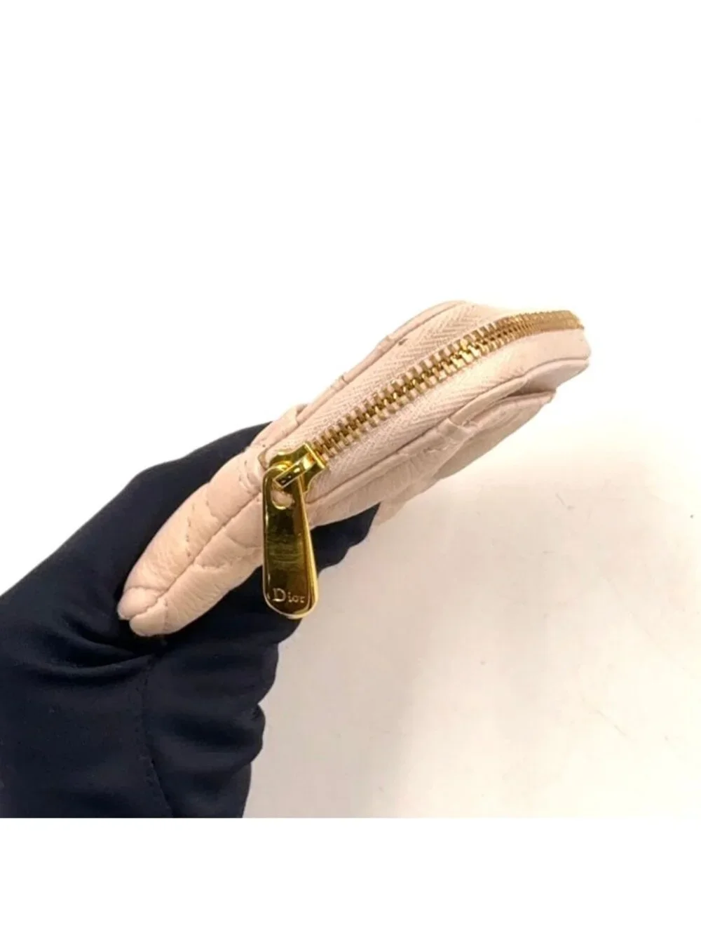 Dior Cannage Leather Light Pink Wallet Gold